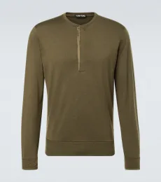 Camiseta con botones de lana, cachemir y seda Camiseta con botones de lana, cachemir y seda