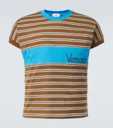 Camiseta de algodón a rayas con logo Camiseta de algodón a rayas con logo