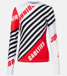 Camiseta de jersey a rayas con logo Camiseta de jersey a rayas con logo