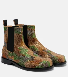 Camouflage embellished suede Chelsea boots