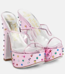 Candy embellished leather platform mules Candy embellished leather platform mules