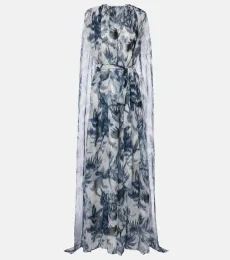Caped silk gown Caped silk gown