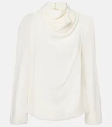 Cara draped high-neck silk top Cara draped high-neck silk top