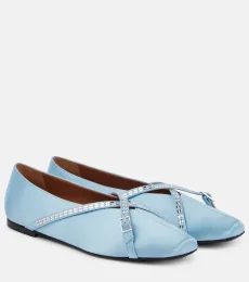 Cara embellished satin ballet flats Cara embellished satin ballet flats