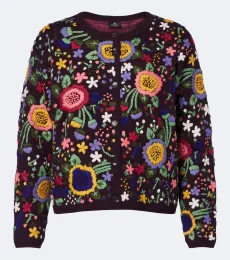 Cárdigan de lana floral bordado Cárdigan de lana floral bordado