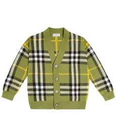 Cárdigan de lana y algodón con Burberry Check