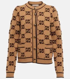 Cárdigan de rizo de lana con GG en jacquard