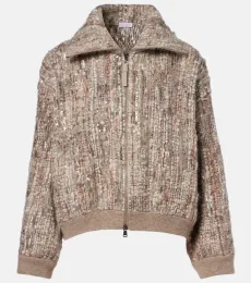 Cárdigan en mezcla de mohair con lentejuelas Cárdigan en mezcla de mohair con lentejuelas