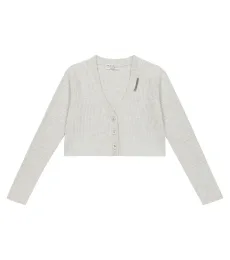 Cardigan raccourci en coton à ornements