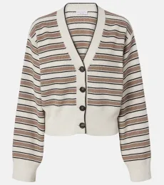 Cardigan rayé en coton mélangé Cardigan rayé en coton mélangé