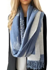 Cashmere Tree Life Blanket Scarf - Reversible Scarf Women Pashmina Shawl, Winter Scarfs Women, Large Wrap, Warm Scarf, Tree of Life Print Ladies Scarves Long Wraps, Womens Gifts (3: Blue) Black 2 Cashmere Tree Life Blanket Scarf - Reversible Scarf Women Pashmina Shawl, Winter Scarfs Women, Large Wrap, Warm Scarf, Tree of Life Print Ladies Scarves Long Wraps, Womens Gifts (3: Blue) Black 2