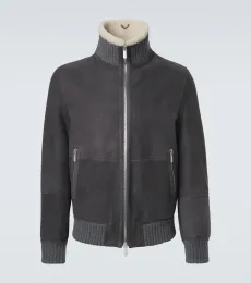 Cashmere-trimmed shearling blouson jacket Cashmere-trimmed shearling blouson jacket
