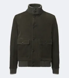 Cashmere-trimmed suede jacket Cashmere-trimmed suede jacket