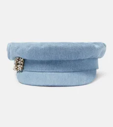 Casquette plate Broche Vivier en denim