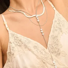 Cassie Gold Diamond-Cut Herringbone Necklace - 16 18k Gold Plated Silver