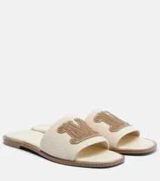 Caucaso leather-trimmed canvas slides Caucaso leather-trimmed canvas slides