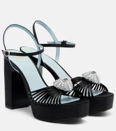 CÅur Royal embellished satin platform sandals CÅur Royal embellished satin platform sandals