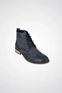 Cavani Sherlock Navy tweed and leather boots Cavani Sherlock Navy tweed and leather boots