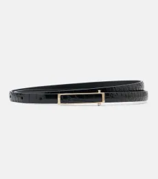 Ceinture en cuir verni à façon croco