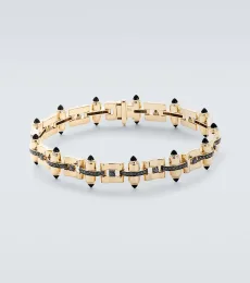 Celeste 14kt gold link bracelet with diamonds and onyx Celeste 14kt gold link bracelet with diamonds and onyx