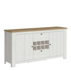 Celesto 2 Door 2 Drawer Sideboard With Wine Rack in White And Oak Celesto 2 Door 2 Drawer Sideboard With Wine Rack in White And Oak