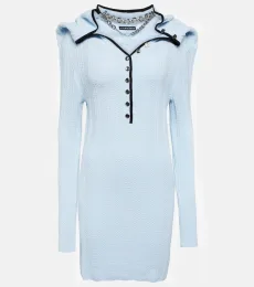 Chain-embellished wool minidress Chain-embellished wool minidress