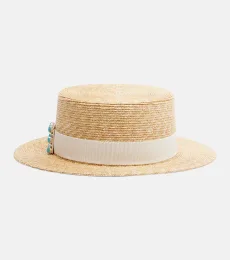 Chapeau canotier Très Vivier en paille à ornements Chapeau canotier Très Vivier en paille à ornements