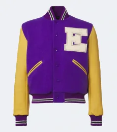 Chaqueta bomber en mezcla de lana con piel Chaqueta bomber en mezcla de lana con piel