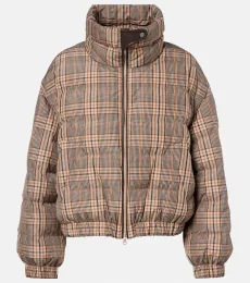 Chaqueta de plumas a cuadros con piel Chaqueta de plumas a cuadros con piel