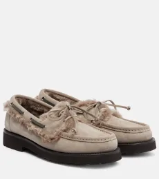 Chaussures bateau Monili en daim et shearling