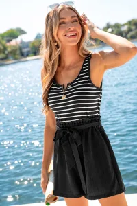Check It Out Striped Romper - L Check It Out Striped Romper - L