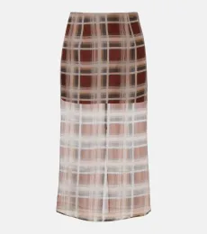 Check silk midi skirt Check silk midi skirt