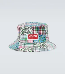 Checked cotton and silk bucket hat Checked cotton and silk bucket hat
