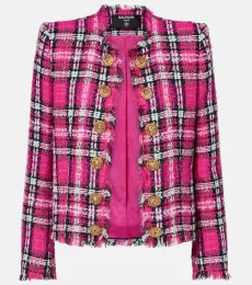 Checked cotton and wool-blend tweed jacket Checked cotton and wool-blend tweed jacket