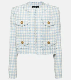 Checked cotton-blend tweed jacket Checked cotton-blend tweed jacket