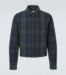Checked cotton seersucker blouson jacket Checked cotton seersucker blouson jacket