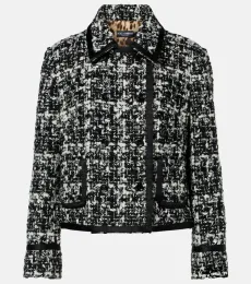 Checked double-breasted boucle jacket Checked double-breasted boucle jacket