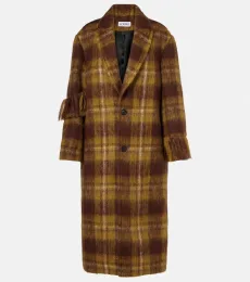 Checked fringed mohair and wool coat Checked fringed mohair and wool coat