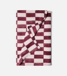 Checked linen tablecloth