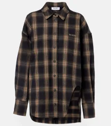 Checked oversized cotton flannel shirt
