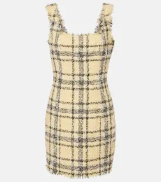 Checked sequined tweed minidress