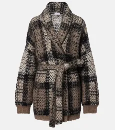 Checked sequined wrap cardigan Checked sequined wrap cardigan
