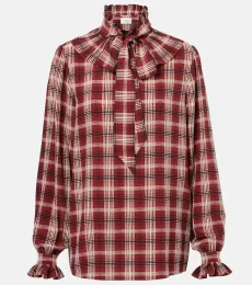 Checked silk blouse