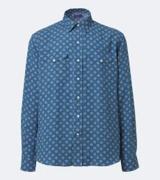Chemise en lin et soie à imprimé Chemise en lin et soie à imprimé
