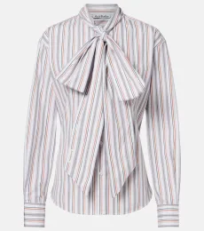 Chemise rayée en coton à nœud Chemise rayée en coton à nœud
