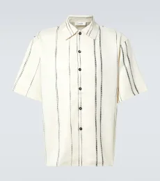 Chemise rayée en lin et coton mélangés