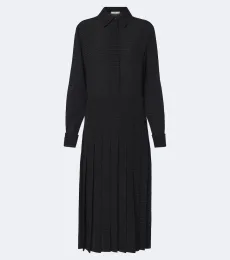 Chevron jacquard pleated silk midi dress Chevron jacquard pleated silk midi dress