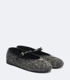 Chevron tweed Mary Jane ballet flats