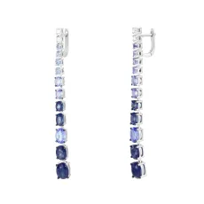 Chic Blue Sapphire Diamond Dangle Earring For Her Chic Blue Sapphire Diamond Dangle Earring For Her