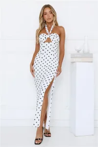 Chic Days Strapless Polka Dot Maxi Dress White Chic Days Strapless Polka Dot Maxi Dress White